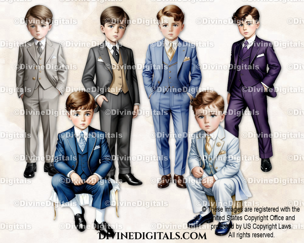Little Boy Toddler Dress Suit Watercolor Clipart Images