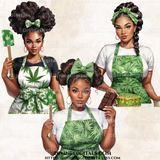 Cannabis Baker Baking Women of Color | Digital Images Clipart Instant Download