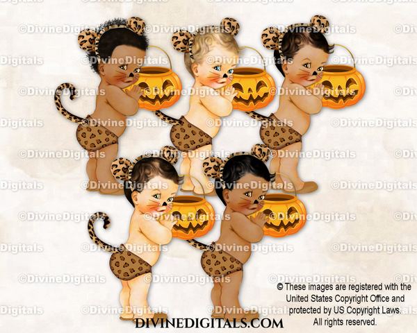 Halloween Leopard Costume Tail Ears Pumpkin Baby Boy