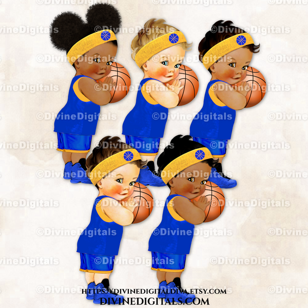 Basketball Player Royal Blue Gold Ball Sweatband Sneakers Baby Girl