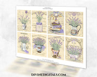 French Lavender Printable Vintage Cards Collage Sheet ATC