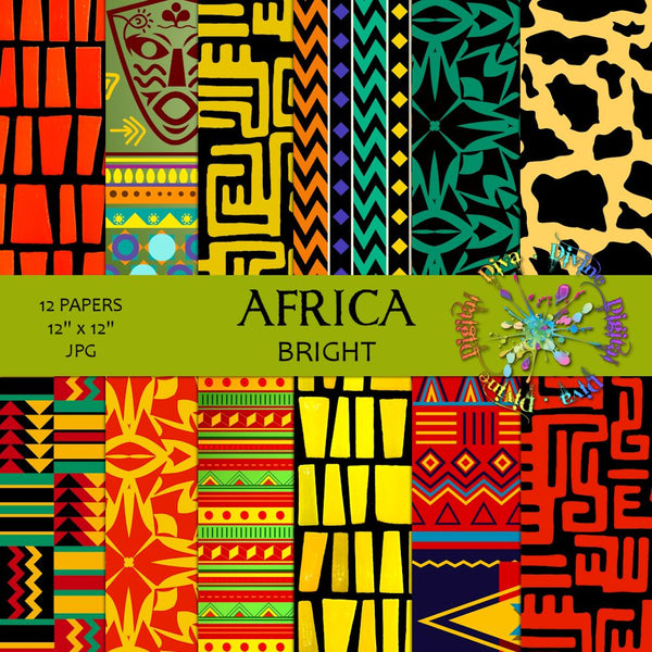 African Kente Patterns Scrapbooking Journaling 12 x 12 Backgrounds Digital Paper Printable