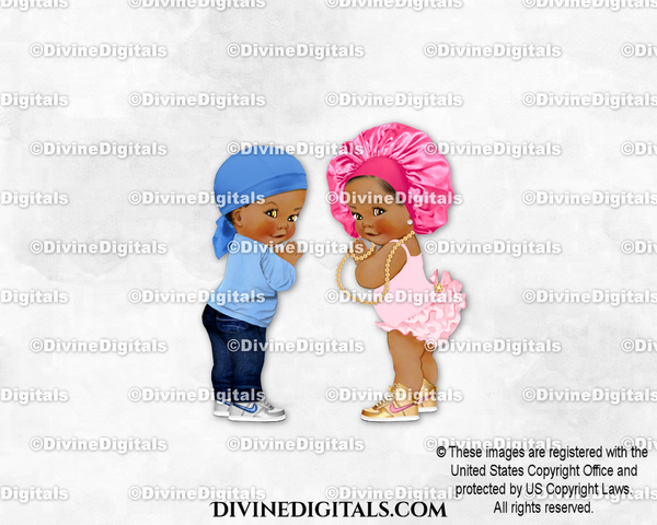 Durags or Bonnets? Blue Pink Gold Silver Baby Boy Girl Dark Tone