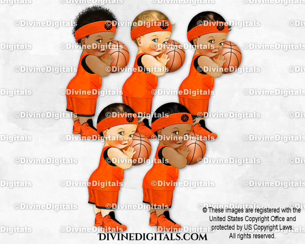 Basketball Player Orange Black Ball Sweatband Sneakers Baby Boy
