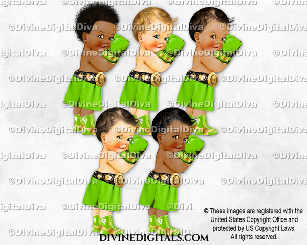 Boxing Champ Lime Green Gold Shorts Gloves Belt Baby Boy