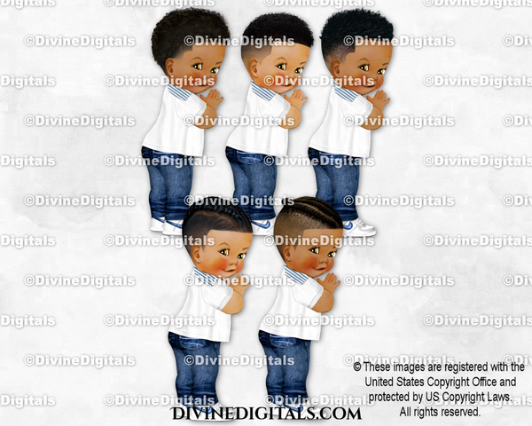 Denim Jeans White Shirt Shirt Sneakers Baby Boy Babies of Color