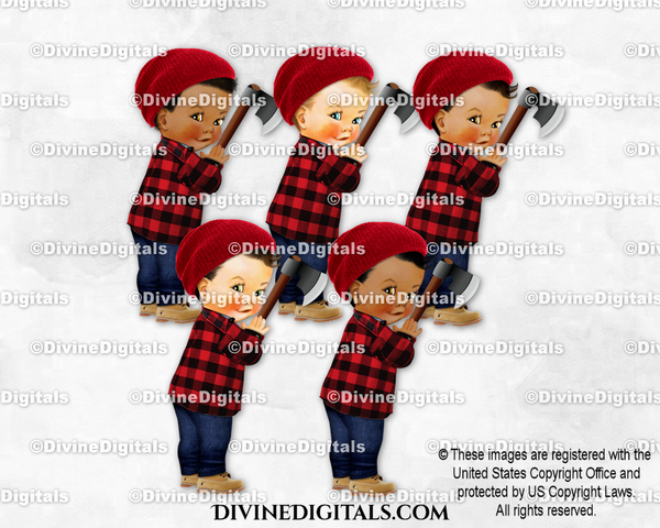 Red & Black Buffalo Plaid Lumberjack Boots Hat Axe Baby Boy