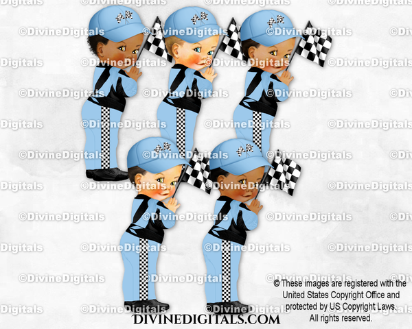 Racecar Driver Light Blue Black White Check Hat Flag Racing | Baby Boy