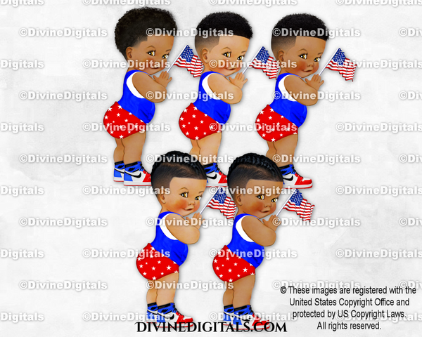 Red White & Blue Sneakers Flag 4th of July Labor Memorial Day Patriotic Baby Boy Babies of Color