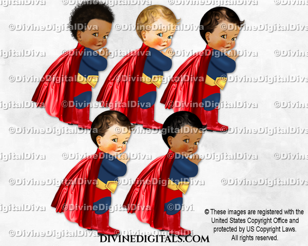 Superhero Red Blue Gold Yellow Cape Boots Baby Boy