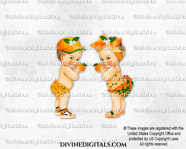 Little Cutie Orange Green Big Bow Boy Girl LIGHT Blonde