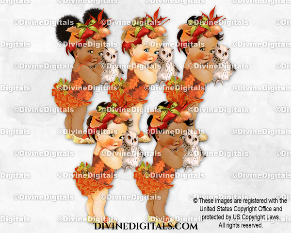 Princess Fall Autumn Leaves Holding an Owl Leaf Hat Woodland Forest Orange Rust Brown Baby Girl