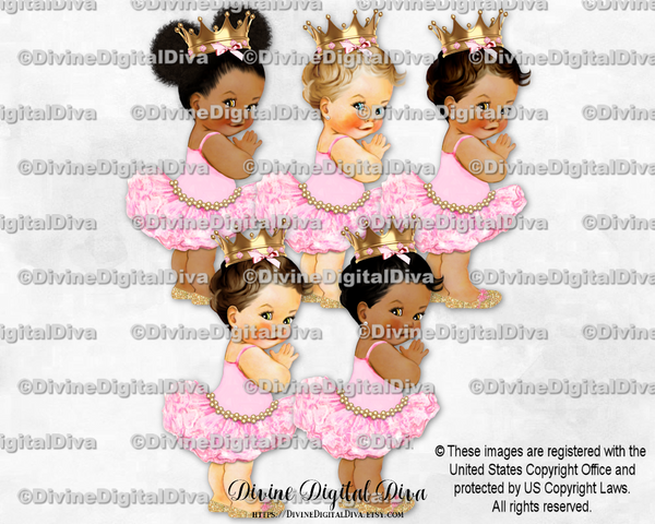 Princess Ballerina Blush Pink Tutu Gold Shoes Gold Crown Baby Girl