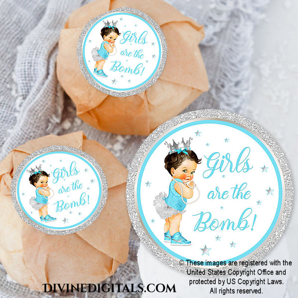 Girls are the Bomb! Bath Bomb Labels 3" Circles Printable Water Bottle Labels Baby Girl LIGHT
