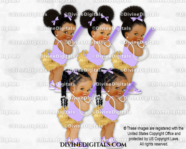 Princess Lavender Gold Comb Sneakers Pearls Baby Girl Babies of Color