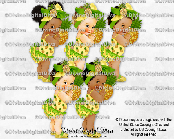 Little Pineapple Fruit Theme Yellow & Green Big Bow Baby Girl