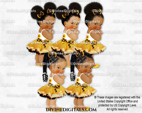 Sunflower Yellow Brown Gold Dress Baby Girl Babies of Color