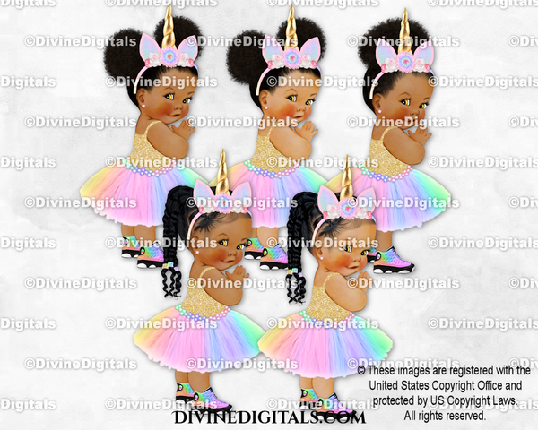 Princess Pastel Unicorn Rainbow Tutu Gold Sneakers Baby Girl Babies of Color