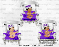 Little Prince Banner Chair Purple Silver Ornate Crown Baby Boy