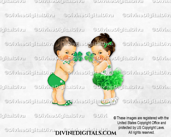 St. Patrick's Day Green Shamrock Baby Boy Girl LIGHT BRUNETTE