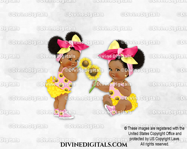 Sunflower Sisters Pink Yellow Big Bow Sneakers Baby Girl Dark Tone Puffs