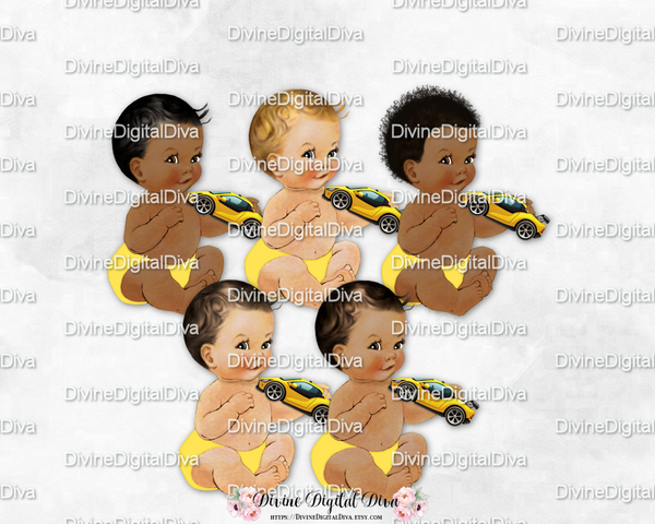 Wheels Little Prince Yellow Diaper & Toy Car Baby Boy