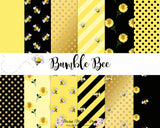 Bumble Bee Gold Glitter Sunflower Dot Stripe Digital Papers Yellow & Black | Instant Download Instant Download CU