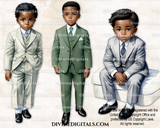 Little Boy Toddler Dress Suit African American Watercolor Clipart Images