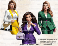 Business Fashion Ladies in Suits Light Tone Women Clipart Digital Images Instant Download