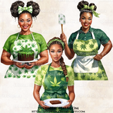 Cannabis Baker Baking Women of Color | Digital Images Clipart Instant Download