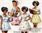 Retro Housewives Pinups Cooking | Woman of Color | Digital Images Clipart Instant Download