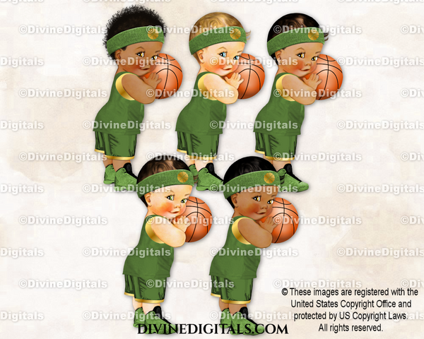 Basketball Player Olive Green Gold Ball Sweatband Sneakers Baby Boy