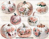 Floral Painted Pumpkins Rose Gold Blush Pink Ivory