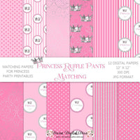 Little Princess Pink Silver Glitter Dot Stripe Crown Baby Girl | Digital Scrap Paper Instant Download CU