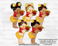 Pooh Bear Red Yellow Honey Jar Baby Girl Digital Image Instant Download
