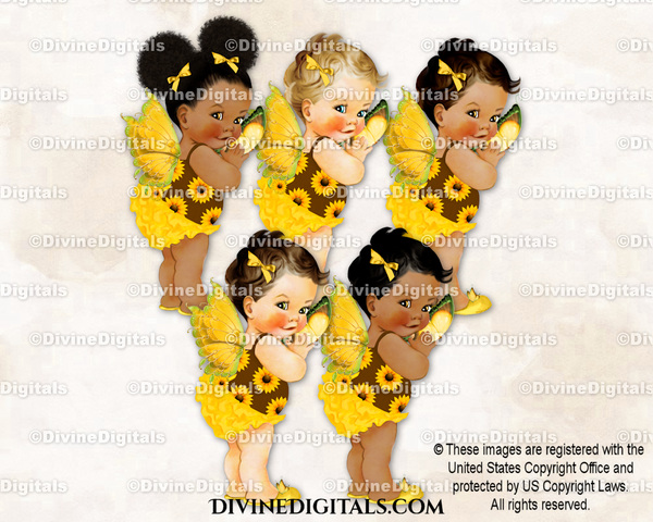 Butterfly Sunflower Princess Wings Yellow Brown Green Baby Girl