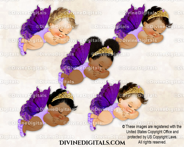 Sleeping Butterfly Princess Wings Purple Lavender Gold Baby Girl