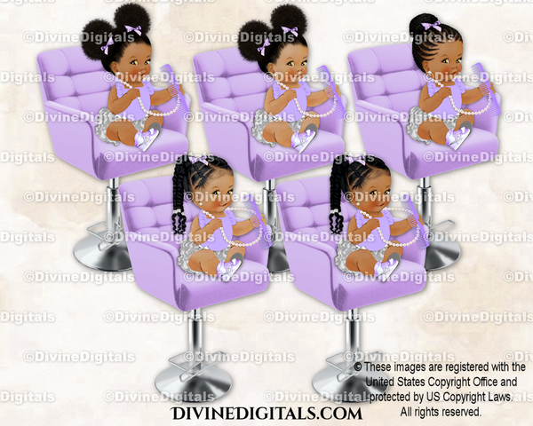 Barber Stylist Chair Lavender Sitting Baby Girl Comb