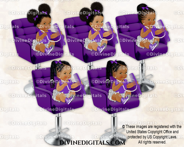 Barber Stylist Chair Purple Sitting Baby Girl Comb