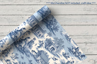 Seamless Antique Blue Toile Scrapbooking Journaling Backgrounds Digital Paper Printable Tiling | Instant Download CU