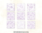 Seamless Antique Lavender Toile Scrapbooking Journaling Backgrounds Digital Paper Printable Tiling | Instant Download CU