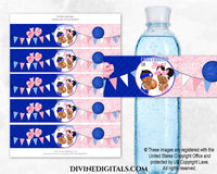 Water Bottle Labels Free Throws or Bows Pink Royal Blue Basketball Baby Boy Girl