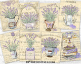 French Lavender Printable Vintage Cards Collage Sheet ATC