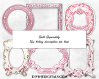 Antique Pink Toile Florals Damask Chinoiseries Scrapbooking Journaling 12 x 12 Backgrounds Digital Paper Printable