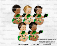 Boxing Champ Emerald Green Gold Gloves Belt Sitting Baby Boy