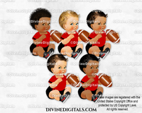 Football Player Red Black Jersey Sneakers Sitting Baby Boy