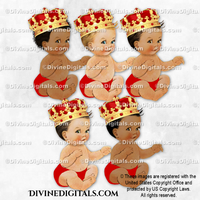 Little Prince Red Ornate Gold Crown Sitting Baby Boy