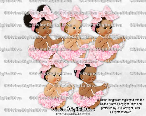 Princess Big Bow Tutu Pearls Pink Sitting Baby Girl
