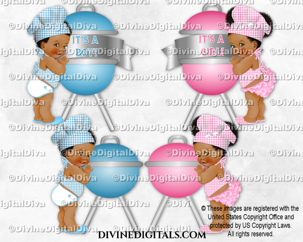 Little Chef Grill BabyQ Blue Pink Hat Apron BBQ | Boy Girl DARK Puffs