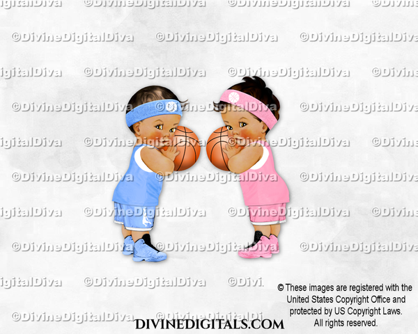 Basketball Blue Pink Baby Boy Girl MEDIUM